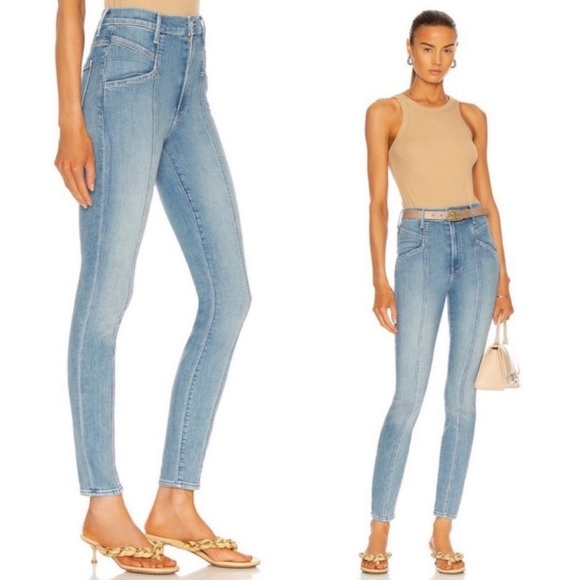 MOTHER Swooner Hover High Waist Seamed Skinny Jean in Blowing Kisses - Picture 2 of 14